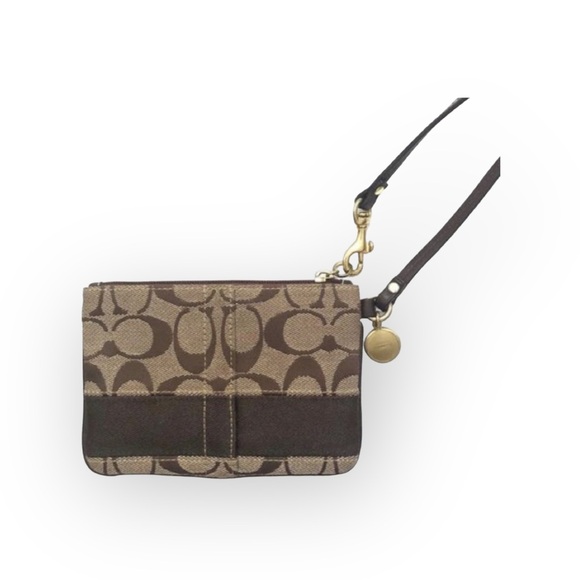 Coach ❃ Signature Monogram Jacquard Wristlet Clutch Bag ❃ Leather Trim ❃ Khaki ❃ - Picture 10 of 16